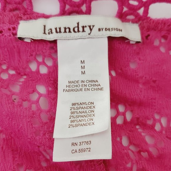 LAUNDRY BY DESIGN Pink Crochet Lace Boho Swimsuit Cover-Up - Picture 6 of 9